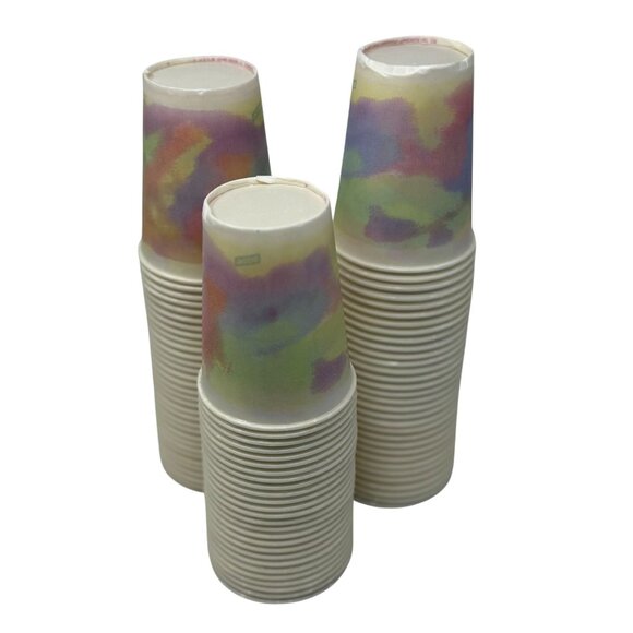 VTG 90s Dixie Paper Drinking Cups 9oz Pastel Watercolor Cold Drinks Kitchen - Picture 3 of 7